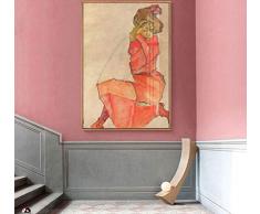 NVRENHUA Egon Schiele Abstrakte Retro-Ölgemälde Gelbe Stadt Leinwand Kunstdruck Poster Bild Wandhaus Dekoration Wandbilder 42 * 60 cm ohne Rahmen