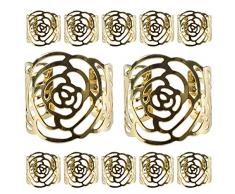 KAKOO 12 Stück Serviettenringe Set, Metal Rose Morderne Serviettenhalter für Hochzeit Geburtstag Weihnachten Taufe Tisch Dekoration (golden)