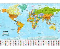 GOODS+GADGETS Weltkarte XXL Poster im Riesenformat mit Fahnen & Flaggen - Top Qualität (140x100cm)