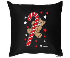 Mega cooles Kuschelkissen Dekokissen Sofakissen zur Weihnachtszeit - Bär Weihnachtsbär mit Zuckerstange lustiges Weihnachtsgeschenk Kissen Polster