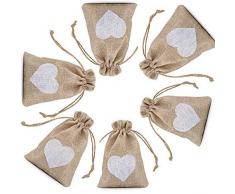 CozofLuv Süßigkeiten Geschenktüte| 25 Stücke Säckchen Hochzeit Taufe Wihnachten für Lavendel Süßigkeiten Geschenke Geschenkbeutel Zum befüllen Schmuckbeutel Klein (braun mit weiß)