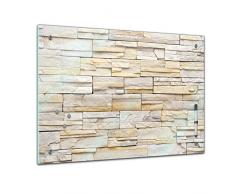 Memoboard 60 x 40 cm, Textur - Textur Mauerwerk I - Glasboard Glastafel Magnettafel Memotafel Pinnwand Schreibtafel - Stein - Mauer - Steinmauer - Wand - Gestein - beige - Wohnzimmer - Schlafzimmer - Küche - Esszimmer - Bild auf