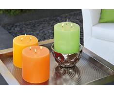 GARDEN/3-Docht Rundkerze/Set 3 Farben/H.15,D.15cm