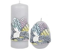 holzalbum Wachs Osterkerzen 2er Set Osternest Handarbeit Wachsmotiv in 3D Festagskerzen