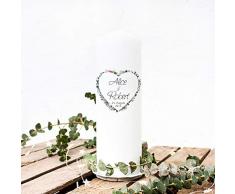 ilka parey wandtattoo-welt Hochzeitskerze Kerze zur Hochzeit Trauung Traukerze Blumenherz & Spruch Wunschnamen & Datum wk104