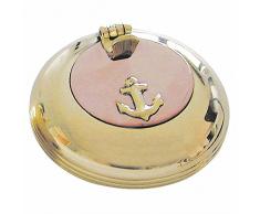 Klapp-Aschenbecher, Marine Ascher Bicolor, Messing mit Kupferdeckel 6 cm