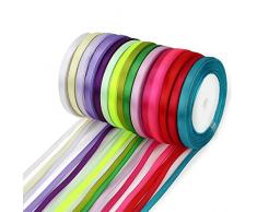 Crazy-m 350Yards/320M Satinband (0,6 cm) 14 Farben Seidenbänder Seidenband Schleifenband Hochzeit Dekoband Satin Geschenkband Stoffband zum nähen Weihnachtsband Weihnachtsbänder