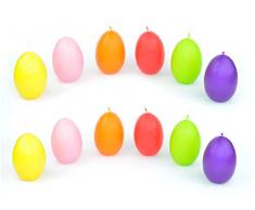 Meissner-Handel Auswahl * 12 Stück Eierkerzen Dekoeier Kerze Osterei Osterdeko * farbig Sortiert * 4,5 x 6,5 cm * Auswahl Menge
