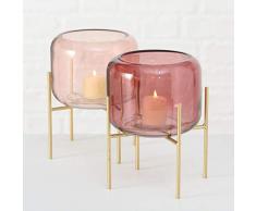 Windlicht Leona 2tlg 2s D15cm rosa Glas lackiert