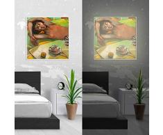 banjado LED Panel Wandleuchte 36 Watt, 4000 Kelvin neutralweiss | Deckenleuchte 3600 Lumen | beleuchtetes LED-Wandbild mit Rahmen | 62cm x 62cm mit Motiv Akt Mit Tee | Energieklasse A+