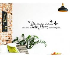 Wandaro Wandsticker Spruch Du bist dort Zuhause. | schwarz 70 x 17 cm | Wandaufkleber Flur Wandspruch Wohnzimmer Wandtattoo Aufkleber W3468
