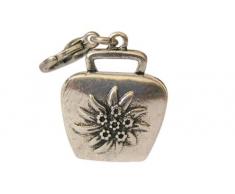 Trachtenschmuck Armband Charivari Charm Anhänger - Kuhglocke Edelweiss - silberfarben antikisiert