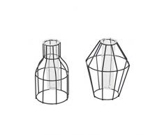 Flanacom 2er Set Deko Vase Tischdeko Dekoration Wohnung Modern Zeitloses Design aus Metall mit Reagenzglas