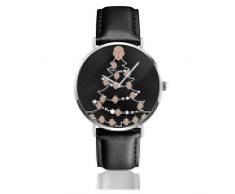 One Punch Man Saitma Weihnachtsbaumkugeln Uhren Quarz Lederuhr mit schwarzem Lederband für Sammlung Geschenk