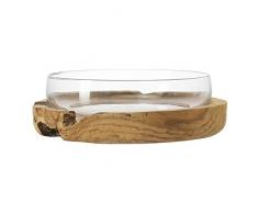 LEONARDO - Schale mit Teakholzsockel - Schale 39 mit Teaksockel - Ø: 39 cm - Glas, Teakholz