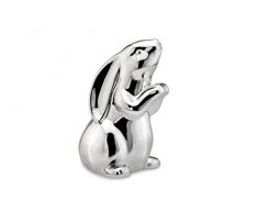 Deko-Hasen stehend, groß 17,2 x 14,1 x 23,0cm Porzellan/Silberglanz