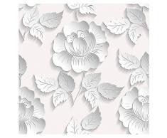 murando Tapete selbstklebend 10m Wandtattoo dekorative Möbelfolie Dekorfolie Fotofolie Panel Wandaufkleber Wandposter Wandsticker - 3D Effekt Illuison Blumen weiß b-B-0315-j-a