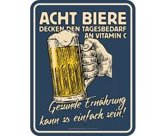 RAHMENLOS Original Blechschild für den Bier-Trinker: Gesunde Ernährung kann so einfach Sein…