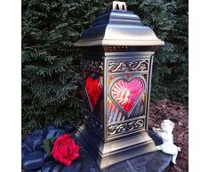 ♥ Grablaterne Grablampe 36,0cm mit Grabkerze Grabschmuck Grableuchte Grablicht Laterne Kerze Lampe