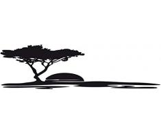 DD Dotzler Design Wandtattoo Wandaufkleber Savanne Steppe Afrika Sonne Baum schwarz 115 x 30 cm