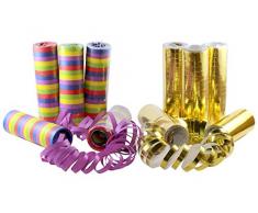 kiddyparty Luftschlangen, 10er Pack Premium Qualität Papierschlangen, 5 Stück Gold/weiß metallic, 5 Bunte & schwer entflammbar. Für Deko, Geburtstag, Parties, Karneval, Hochzeit und Silvester