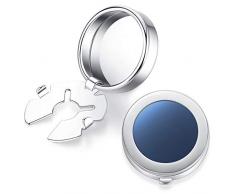 HONEY BEAR Herren Weiß Perle Schale Stein/Schwarz Achat Onyx Manschettenknöpfe Cufflinks Edelstahl Manschettenknopf, ButtonCuff Knopfclips für gewöhnliche Hemden (Blau)