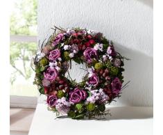 Deko KranzLila Rose aus Naturmaterialien und Textilblüten, Hochzeitsdeko, Tischkranz, Wandkranz