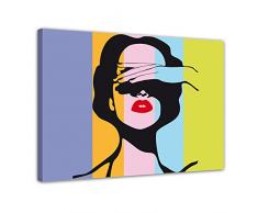 Kunstdruck - Retro Frau Pop Art Stil - Bild auf Leinwand - 120x90 cm - Leinwandbilder - Urban & Graphic - Andy Warhol - Kunst - farbig - bunt