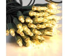 dasmöbelwerk Weihnachts Mini Lichterkette mit 100 Lämpchen Lichterketten für Innen Weihnachtsbaum Beleuchtung Warmweiß