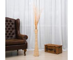 Leewadee Große Bodenvase für Dekozweige hohe Standvase Design Holzvase 75 cm, Wasserhyazinthe, Natur