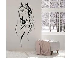 JXNY Schöne Pferdekopf Wandtattoo Pet Tier Art Decor Büro Vinyl Wandaufkleber Für Wohnzimmer Chinesischen Stil Dekoration 57x137 cm