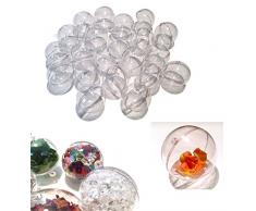 CRYSTAL KING 20 Stück Acrylkugeln 6cm Durchmesser durchsichtige Kugel aufhängen transparent Dekokugel Bastel Set Acrylkugel Weihnachtsbaum-Kugel Teilbar befüllen befüllbare