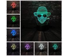 Räuchermann Mit Sonnenbrille 3D Illusion Lampen Led Nachtlicht 16 Farben Touch-Schalter Schlafzimmer Schreibtisch Beleuchtung Haus Dekoration Für Kinder Geburtstag Beste Geschenk Spielzeug