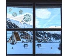 Oblique Unique® Schneeflocken Sticker 76 Stück für weihnachtliche Fenster Dekoration mit Silberglimmer - Weinachten Dekoration Schneekristalle mit Glitzereffekt