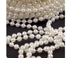2m Perlen creme 5mm Perlenband Perlenkette Perlengirlande Perlenschnur Weihnachten Advent Hochzeit Deko Tischdeko Meterware