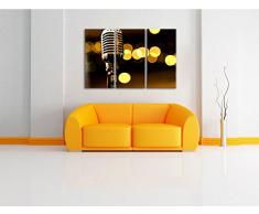Altes Retro Mikrofon 3-Teiler Leinwandbild 120x80 Bild auf Leinwand, XXL riesige Bilder fertig gerahmt mit Keilrahmen, Kunstdruck auf Wandbild mit Rahmen, gänstiger als Gemälde oder Ölbild, kein Poster oder Plakat