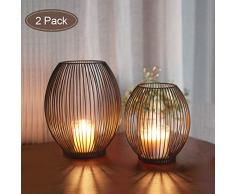 Sunshine smile Kerzenständer Set,Kerzenständer Oval Schwarz,Kerzenleuchter Metall,Draht Kerzenhalter,Kerzenständer Stabkerzen,Kerzenständer Hochzeit Weihnachten