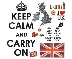 DECOWALL DW-1309 Vereinigtes Königreich Karte Union Jack London Zitate Wandtattoo Wandsticker Wandaufkleber Wanddeko für Wohnzimmer Schlafzimmer Kinderzimmer (Englisch Ver.)