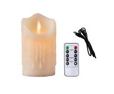 Bello Luna 4.9in LED Flammenlose Kerze Tear Wave Geformte Wiederaufladbare und Umwelt Flackernde Kerze mit Fernbedienung