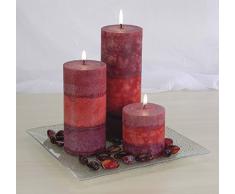 Nikki da Roma 3teilig Kerzenset Skala. Echtwachskerzen mit Glasteller und Glassteinen