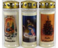 Kerzen Junglas Grablichtkerze, Grabkerze, 3er Set- 20x7,5 cm - 3861 - ca. 7 Tage Brenndauer je Grablicht - Grabkerze mit Motiv und Spruch - Trauerkerze mit Foto und Spruch