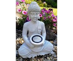 Solar Buddha Statue sitzend Gartenfigur Dekofigur Feng Shui meditierend Gartendeko Outdoor