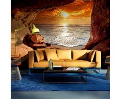 decomonkey Fototapete Meer Strand 350x256 cm Tapete Fototapeten Vlies Tapeten Vliestapete Wandtapete moderne Wand Schlafzimmer Wohnzimmer Sonnenuntergang Landschaft