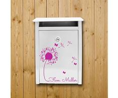 ilka parey wandtattoo-welt® Wandtattoo Briefkastenaufkleber Aufkleber Sticker Blume Pusteblume mit Familiennamen Wunschnamen M1877 ausgewählte Farbe: *dunkelgrau* ausgewählte Größe: *S - 25cm breit x 28cm hoch*