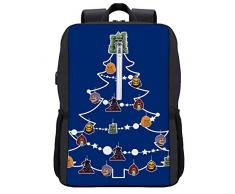 He Man Weihnachtsbaumkugel-Rucksack, Tagesrucksack, Büchertasche, Laptoptasche, Schultasche, mit USB-Ladeanschluss