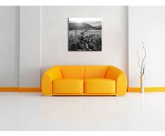 Reisfeld Plantage in Asien Kunst B&W, Format: 70x70 auf Leinwand, XXL riesige Bilder fertig gerahmt mit Keilrahmen, Kunstdruck auf Wandbild mit Rahmen, günstiger als Gemälde oder Ölbild, kein Poster oder Plakat