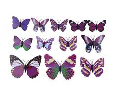 EOZY Lila 12er 3D Schmetterling Wandsticker Aufkleber Fenstersticker Fensterbild Wand Deko Wanddekoration