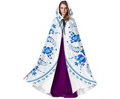 Black-Sky Chinesische Porzellanmalerei Stil Porzellanteller Erwachsene Herren Mantel Kostüm Mantel mit Kapuze für Weihnachten Halloween Cosplay Kostüme