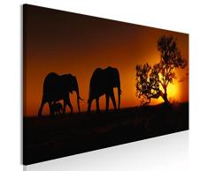 decomonkey Bilder Afrika Elefant 150x50 cm Leinwandbilder Bild auf Leinwand Wandbild Kunstdruck Wanddeko Wand Wohnzimmer Wanddekoration Deko Tiere Sonnenuntergang Baum Orange Rot Schwarz