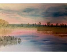 Rock Lake Ölbild auf Leinwand, Gemälde, Wandbild